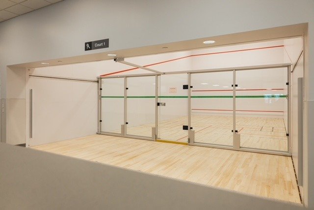 One of the two convertible courts used for squash, handball and more. 